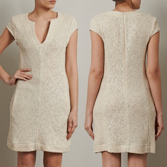 L'Agence Cap Sleeve Metallic Shimmer Tweed Dress - Picture 2 of 8